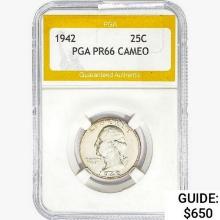 1942 Washington Silver Quarter PGA PR66 Cameo
