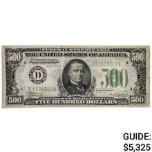 FR. 2201-D 1934 $500 FIVE HUNDRED DOLLARS FRN FEDERAL RESERVE NOTE CLEVELAND, OH ABOUT UNCIRCULATED