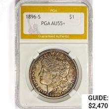 1896-S Morgan Silver Dollar PGA AU55+