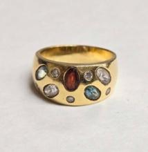 18k Gold Multi Gemstone Ring