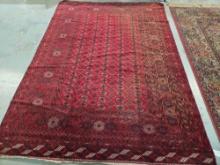116" x 83" Afghan Bokhara Red Ground Wool Rug