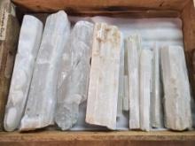 Large Group Of Selenite Crystal Specimens Including One Carving