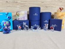 8 Swarovski Crystal Figurines With Boxes Incl. Many Kittens