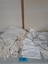 Vintage Chenille Bedspread Full, Linen