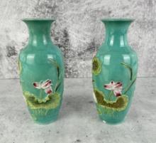 Antique Chinese Wang Bing Rong Porcelain Vases