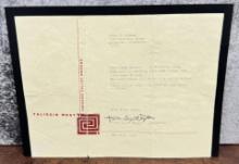 James McBean Residence Frank Lloyd Wright Letter