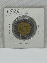 1992 Mexico Cinco Nuevo Pesos Coin