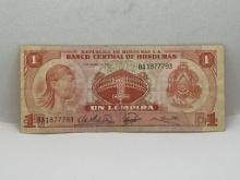 Banco Central De Honduras Un Lempira Bank Note