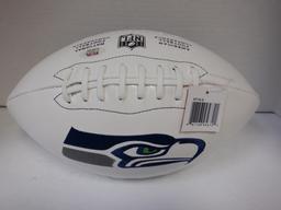 CURT WARNER SIGNED AUTO SEATLLE SEAHAWKS LOGO FOOTBALL (SMALL STAIN) PSA COA