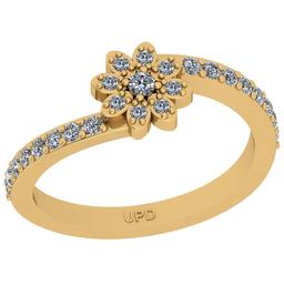 0.33 Ctw SI2/I1 Diamond Prong Set 14K Yellow Gold Flower Ring