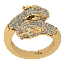 1.10 Ctw Si2/i1 Diamond 14K Yellow Gold Creature Ring