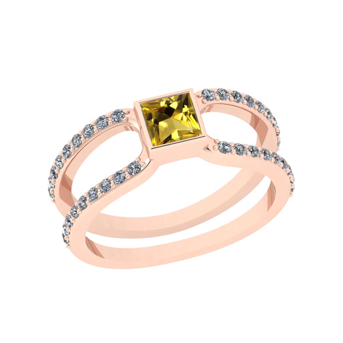 0.56 Ctw SI2/I1 Citrine And Diamond 14K Rose Gold Ring