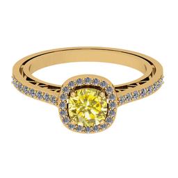 1.18 Ctw Gia certified Natural Light Fancy Yellow And White Diamond 14K Yellow Gold Engagement Ring