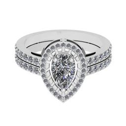 1.91 Ctw SI2/I1 Diamond 14K White Gold Engagement Halo Ring (Pear Cut Center Stone Certified By GIA