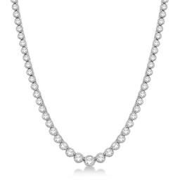 Milgrain Eternity Diamond Tennis Necklace 14k White Gold (7.05ct)