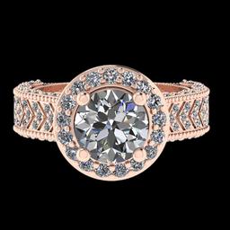 3.48 Ctw VS/SI1 Diamond 14K Rose Gold Vintage Style Ring