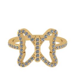 1.03 Ctw SI2/I1 Diamond 14K Yellow Gold Valentine Special Butterfly Ring