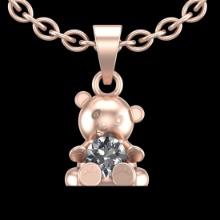 0.95 Ctw SI2//I1 Diamond 14 K Rose Gold Teddy Pendant Necklace