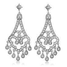 Dangling Chandelier Diamond Earrings 14K White Gold 1.08ctw