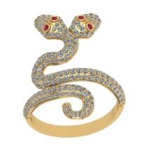1.40 Ctw Ruby and Diamond 14K Yellow Gold Snake Ring