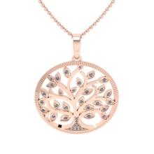 0.41 Ctw SI2/I1 Diamond 10k Rose Gold Tree Pendant Necklace