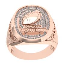 0.40 Ctw SI2/I1 Diamond 14K Rose Gold football theme Ring