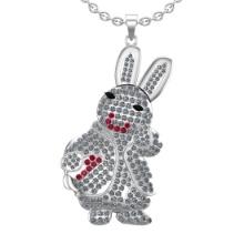 6.92 Ctw SI2/I1 Ruby and Diamond 14K White Gold Pendant Necklace