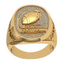 0.40 Ctw SI2/I1 Diamond 14K Yellow Gold football theme Ring