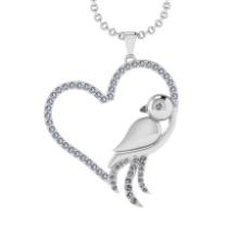 1.85 Ctw SI2/I1 Diamond 14K White Gold Birds Heart Pendant Necklace