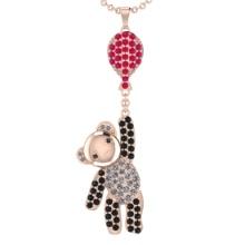 2.87 Ctw SI2/I1Ruby and Diamond 14K Rose Gold Hip Hop theme Pendant Necklace