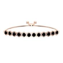 1.23 Ctw i2/i3 Treated Fancy Black Diamond 14K Rose Gold Slide Bracelet