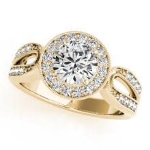 CERTIFIED 18K YELLOW GOLD .72 CTW J-K/VS-SI1 DIAMOND HALO ENGAGEMENT RING