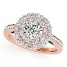 CERTIFIED 18K ROSE GOLD 1.30 CTW J-K/VS-SI1 DIAMOND HALO ENGAGEMENT RING