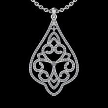 1.03 Ctw SI2/I1 Diamond 14K White Gold Pendant Necklace