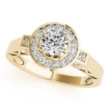 CERTIFIED 18K YELLOW GOLD 0.97 CTW J-K/VS-SI1 DIAMOND HALO ENGAGEMENT RING