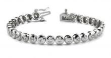 14KT WHITE GOLD 1 CTW G-H VS2/SI1 BEZEL SET DIAMOND TENNIS BRACELET