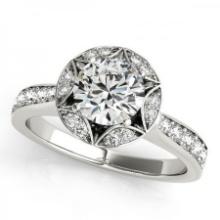 CERTIFIED PLATINUM 1.30 CTW J-K/VS-SI1 DIAMOND HALO ENGAGEMENT RING