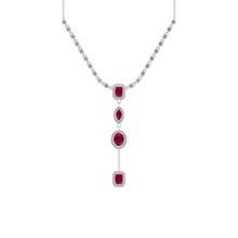 5.65 CtwSI2/I1 Ruby and Diamond 14K White Gold Pendant Necklace