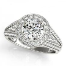 CERTIFIED PLATINUM 1.09 CTW J-K/VS-SI1 DIAMOND HALO ENGAGEMENT RING