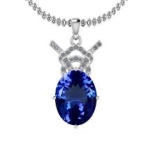 Certified 7.10 Ctw VS/SI1 Tanzanite And Diamond Platinum Pendent