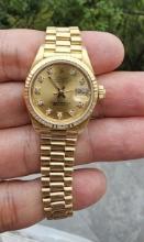 Full 18kt Gold 26mm Factory Diamond Rolex Datejust Comes with Box & Papers