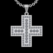 1.45 Ctw SI2/I1 Diamond 18K White Gold Pendant Necklace
