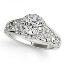 CERTIFIED PLATINUM 1.31 CTW J-K/VS-SI1 DIAMOND HALO ENGAGEMENT RING