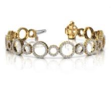 14KT YELLOW GOLD 4 CTW G-H VS2/SI1 ALTERNATING DIAMOND CIRCLE LINK BRACELET