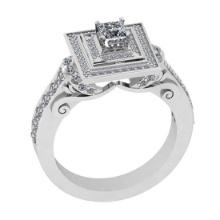 1.10 Ctw SI2/I1 Diamond Style 14K White Gold Vintage Style Ring
