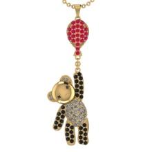 2.87 Ctw SI2/I1Ruby and Diamond 14K Yellow Gold Hip Hop theme Pendant Necklace
