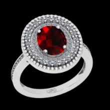 4.17 Ctw VS/SI1 Spessartite Garnet and Diamond 14K White Gold Engagement Ring