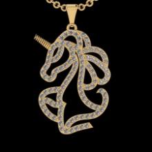 0.87 Ctw SI2/I1 Diamond 18K Yellow Gold Pendant Necklace