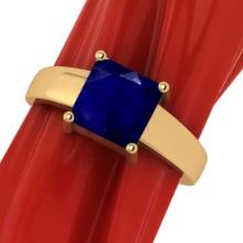 2.20 Ctw Blue Sapphire14K Yellow Gold Solitaire Ring (ALL DIAMOND ARE LAB GROWN)