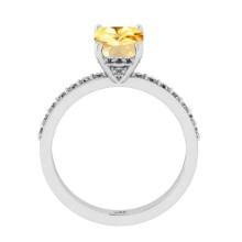 0.95 Ctw VS/SI1 Citrine and Diamond 14K White Gold Engangement Ring (ALL DIAMOND LAB GROWN Diamond )